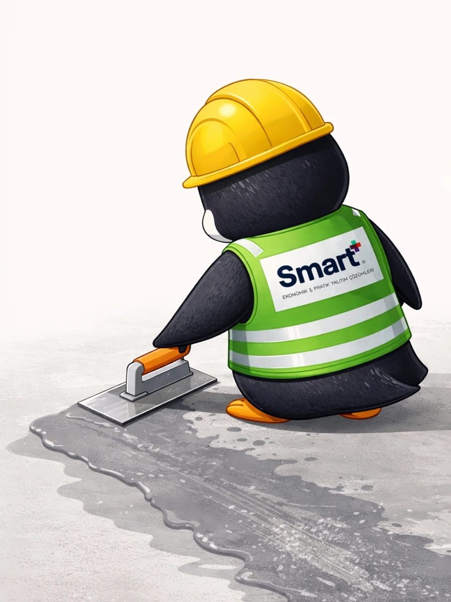Smart İzolasyon maskotu penguen, yalıtım yaparken